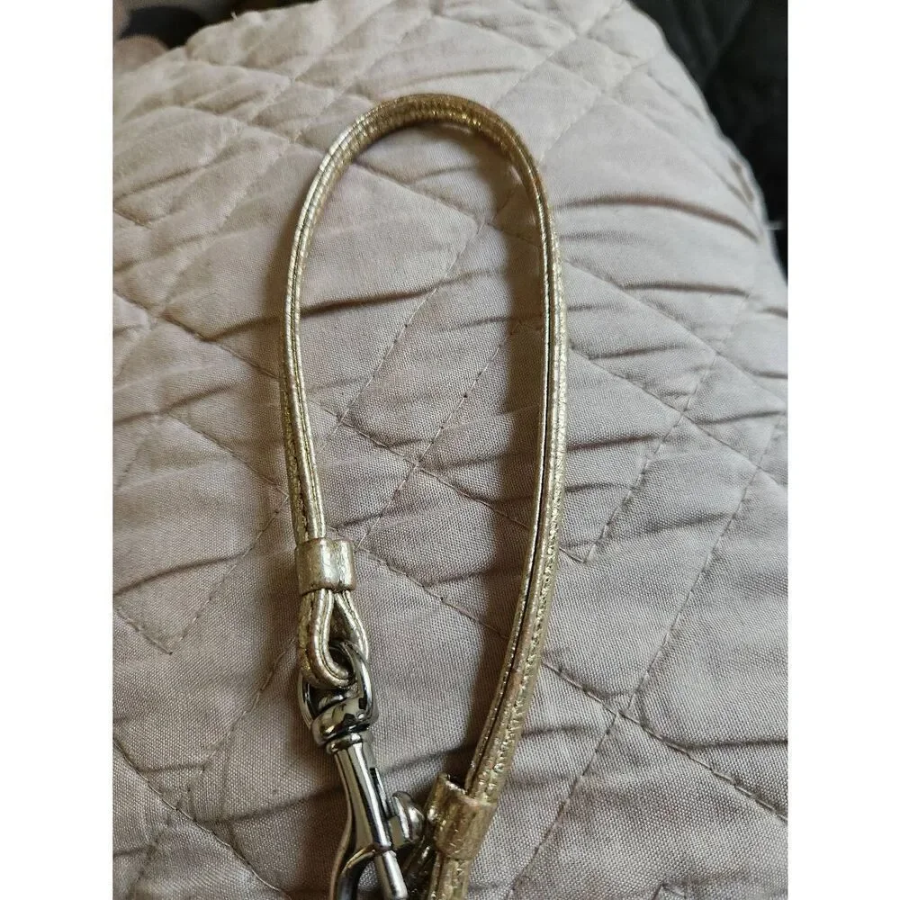 Coach Poppy Wristlet — Gold Silver and Khaki with lavender interior
